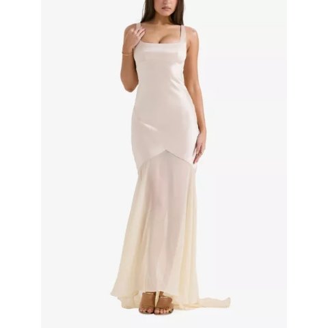 House of CB HOUSE OF CB Vittoria Satin Maxi Dress Chiffon Skirt