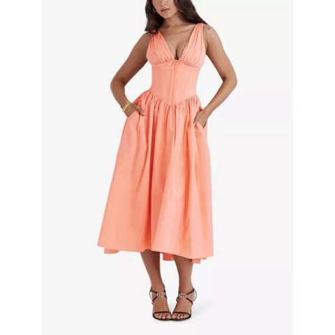 House of CB HOUSE OF CB Emmelina Cotton-Blend Midi Dress