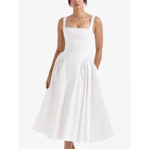 House of CB HOUSE OF CB Dorothy Fitted Stretch-Cotton Dress