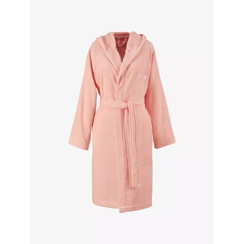 BOSS Logo-Embroidered Hooded Bathrobe Cotton Velvet