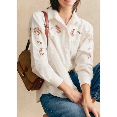 Sezane Naora Shirt Organic Cotton Ecru