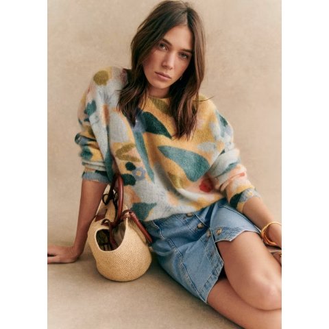 Sezane Sezane Isadora Jumper Flowers Kid Mohair