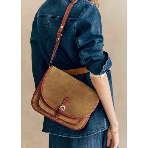 Sezane Romeo Large Multi Taupe Leather Bag