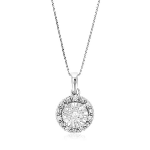 VIR JEWELS Lab Grown Diamond Pendant Necklace Sterling Silver