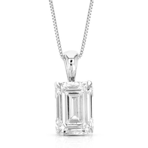 VIR JEWELS 14K Gold Emerald Lab Grown Diamond Pendant Necklace
