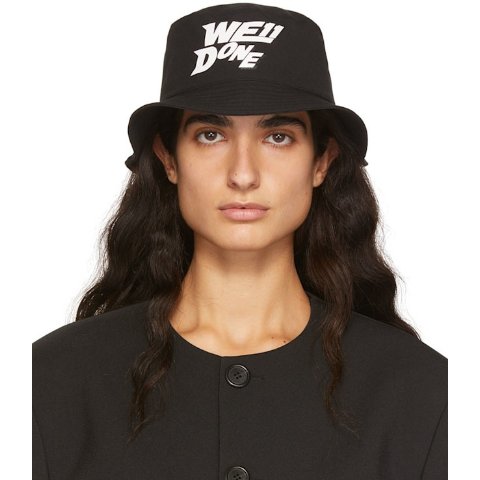 We11done Black Logo Bucket Hat