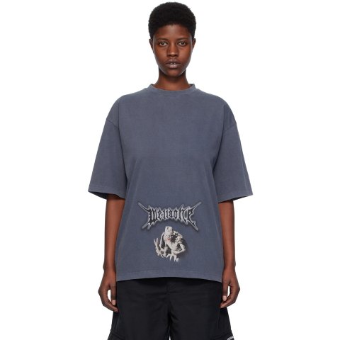 We11done Navy Monster Print T-Shirt