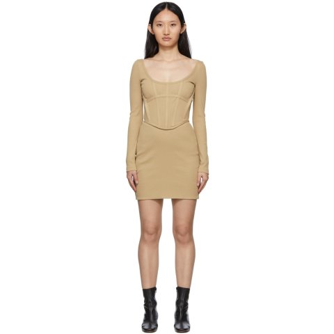Dion Lee Tan Rib Corset Mini Dress