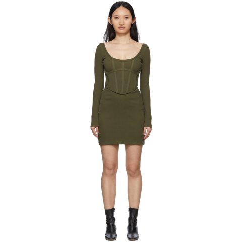 Dion Lee Rib Corset Mini Dress Khaki