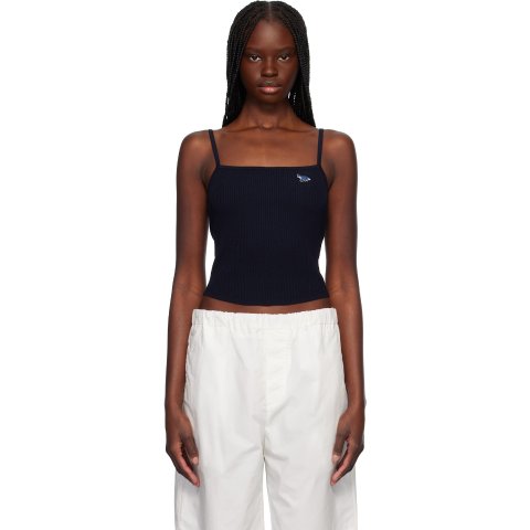 Maison Kitsune Navy Baby Fox Rib Cropped Camisole