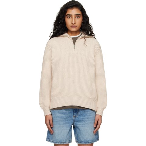 anine bing Sammy Lambswool Beige Sweatshirt