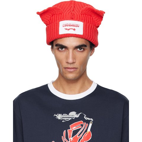 Charles Jeffrey Loverboy Red Chunky Beanie