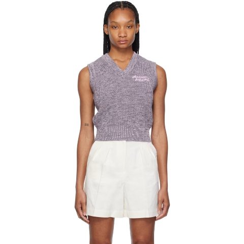 Maison Kitsune Purple Handwriting Vest