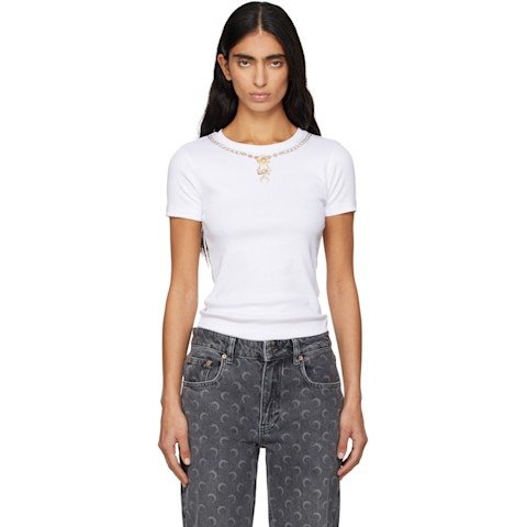 Marine Serre Trompe L'Oeil Jewelry Jersey T-shirt White