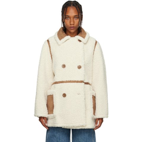 STAND STUDIO Chloe Off-White Faux Shearling Jacket