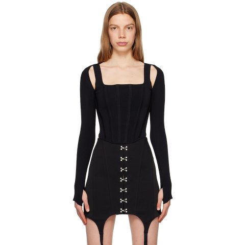 Dion Lee Black Corset Long Sleeve T-Shirt