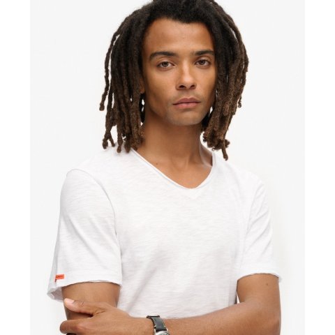 Raw Edge Slub V-Neck T-Shirt