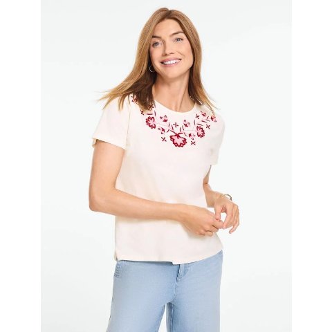 Talbots Floral Embroidered Top