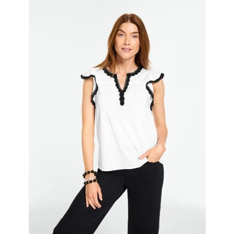 Talbots Contrast Trim Voile Top