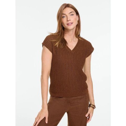 Talbots Open Stitch V-Neck Pullover