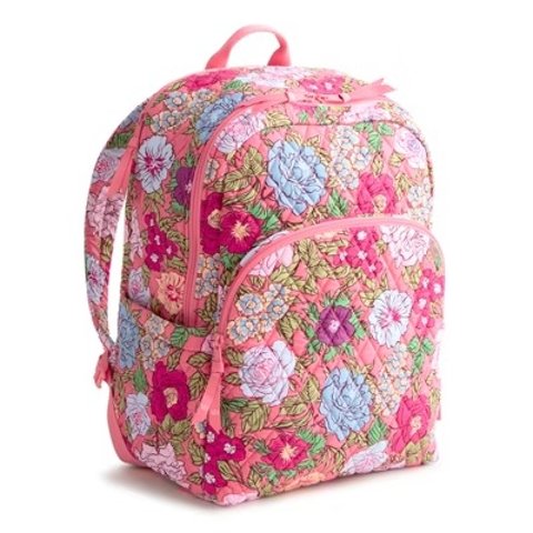 Vera Bradley Women's Essential Large Cotton Backpack Vibrant Gardenias