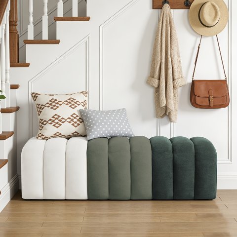 Ombre Boucle Upholstered Bench 54 Inch Mixed Colors