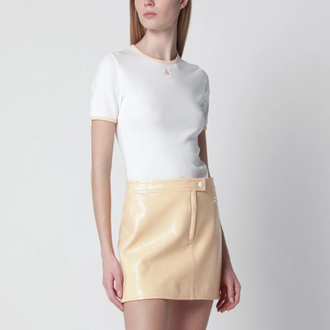 Courreges Cotton Crew-Neck T-shirt White/Orange