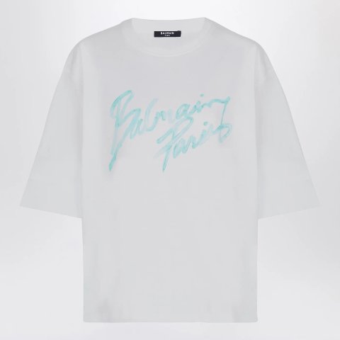 Balmain Oversized White Logo Print T-shirt