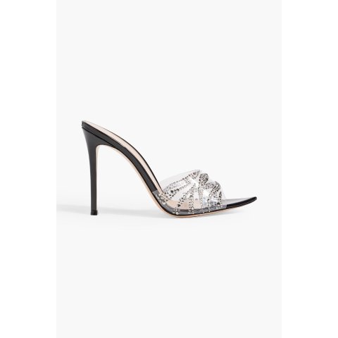 Gianvito Rossi Plexi Crystal Patent Leather PVC Mules