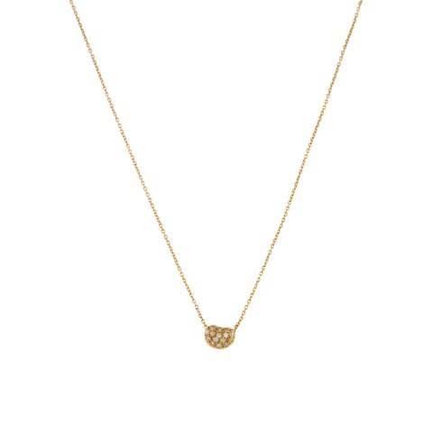 Tiffany & Co. 18K Diamond Bean Pendant Necklace 6.5mm
