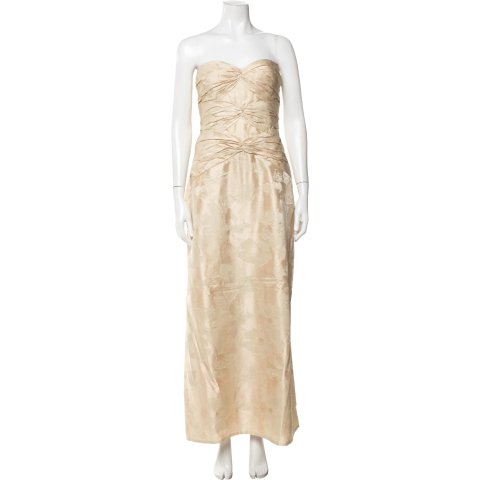 Carmen Marc Valvo Carmen Marc Valvo Pre-owned Gold Floral Print Long Dress