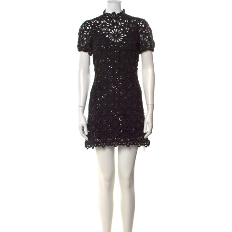 Maje Maje Pre-owned Lace Pattern Mini Dress Black