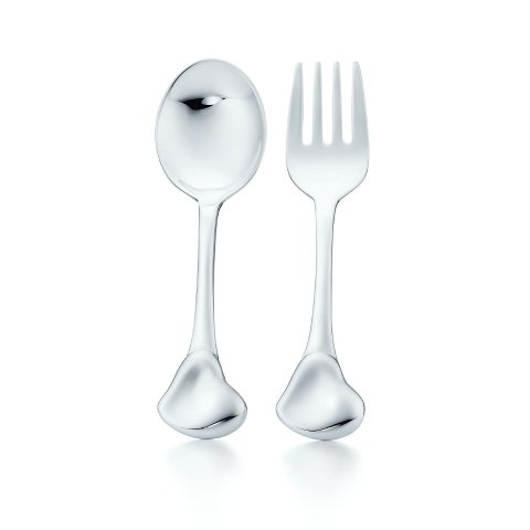 Tiffany Elsa Peretti® Full Heart fork and spoon baby set. | Tiffany & Co.
