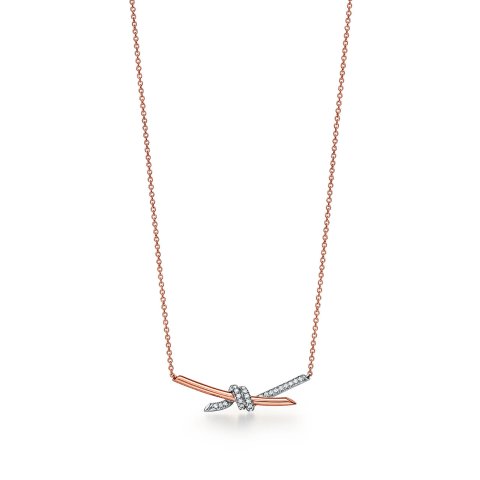 TIFFANY & Co Rose Gold Platinum Diamond Pendant