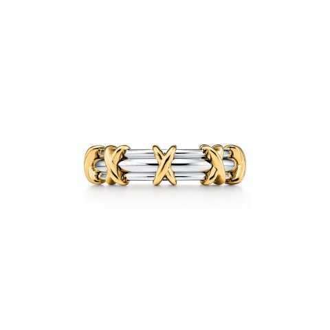 TIFFANY & Co Platinum Yellow Gold Band Ring 4.5mm Wide