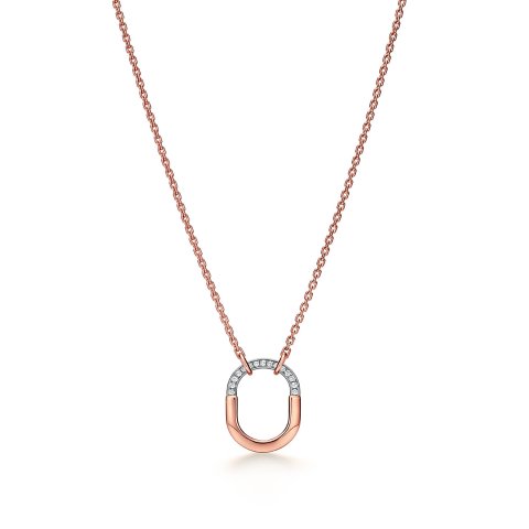 TIFFANY & Co Small Pendant Rose Gold Platinum with Diamonds