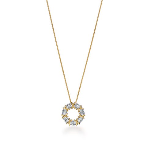 TIFFANY & Co Platinum Gold Large Circle Pendant with Diamonds