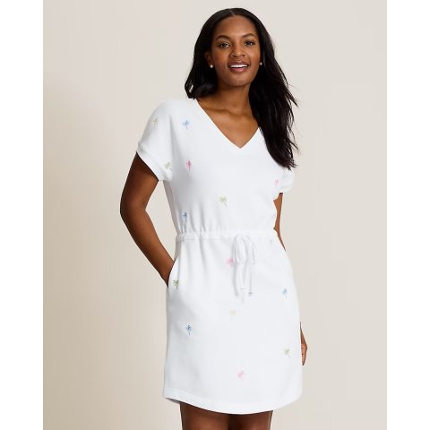 Tommy Bahama Marina Del Mar Palm Tree Cinch-Waist Dress