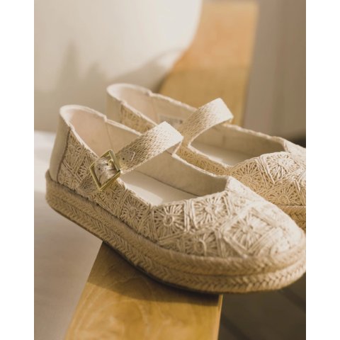 Toms Carolina Mary Jane Espadrille Undyed Floral Raffia Women's