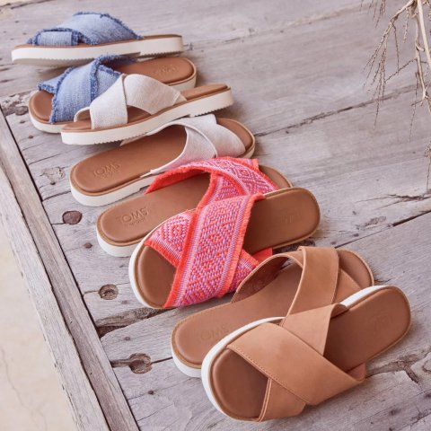 Toms Mae Crossover Slide Sandal Brown Sugar Leather