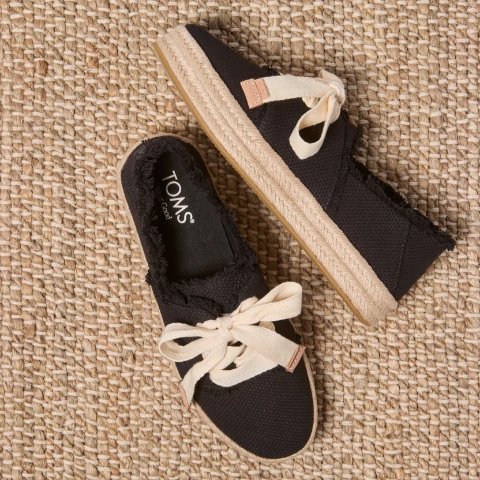 Toms Carolina Lace-Up Espadrille Black Woven