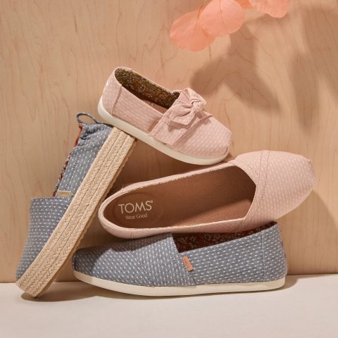 Toms Alpargata Womens Ballet Flat Chambray Dot