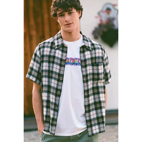 BDG Plaid Textured Short Sleeve Shirt