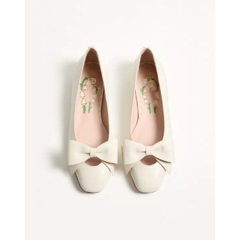 Valentino Bowow Kidskin Ballerina Ivory