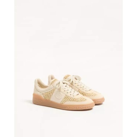 Valentino Upvillage Women's Woven Raffia Sneaker in Beige