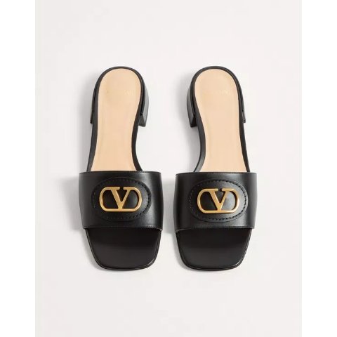 Valentino Vlogo Signature Slide Sandal Calfskin 20mm Black Women