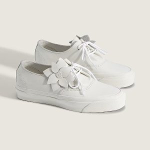 All-White Vans Premium Series New Cream Floral Shoes