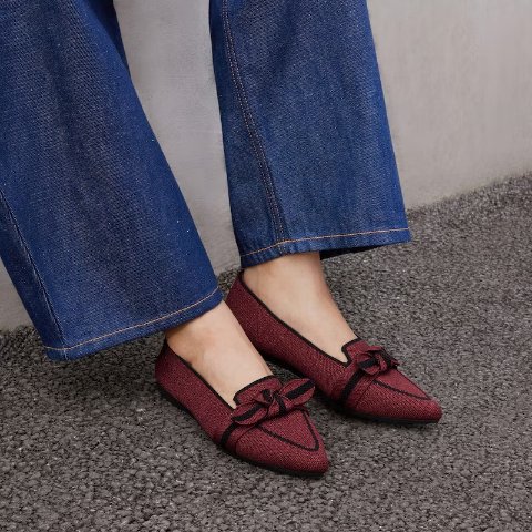 Michelle 2.0 Pointed-Toe Loafers Burgundy Black EU37