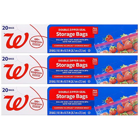 Walgreens Food Storage Bags 20 Count 1 Gallon 3packs