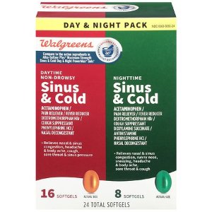 Walgreens Non-Drowsy Daytime and Nighttime Sinus & Cold Softgels 24-Count